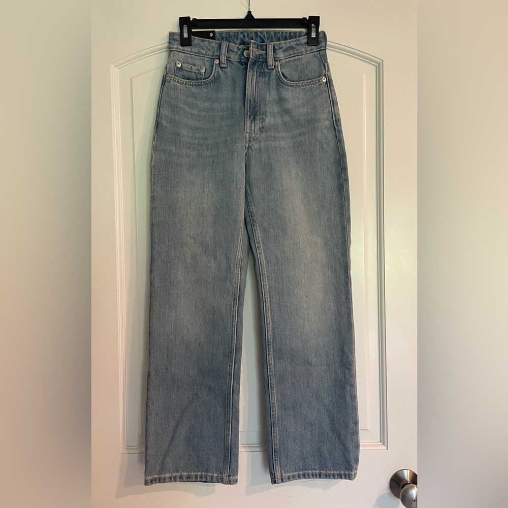 Voyage Weekday Light Blue Straight-Leg Organic Cotton Gramma Jeans Size 24
